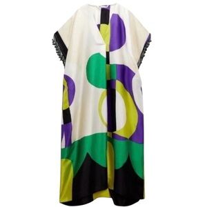 NWT RARE ZARA BEADED PRINT KAFTAN -.SIZE M/L